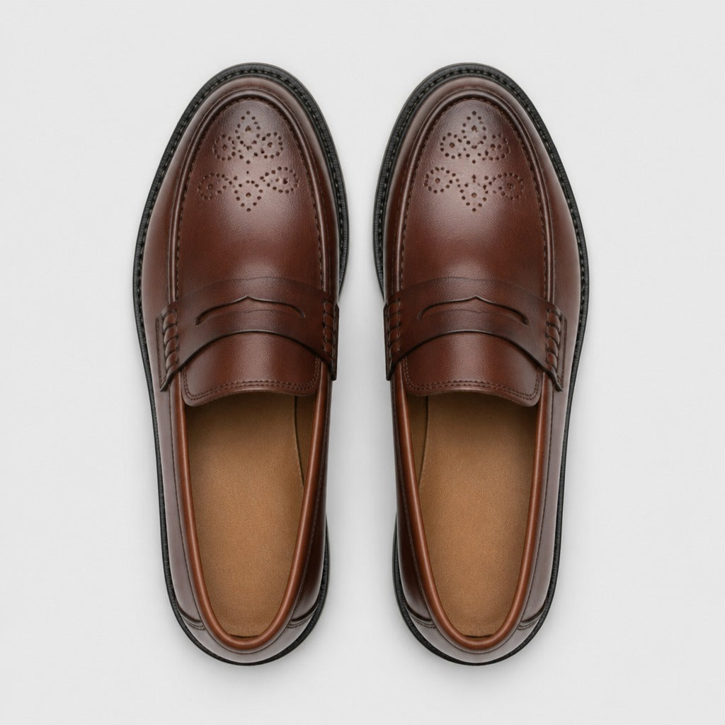 Men’s Patent Leather Slip-On Shoes Brown top view