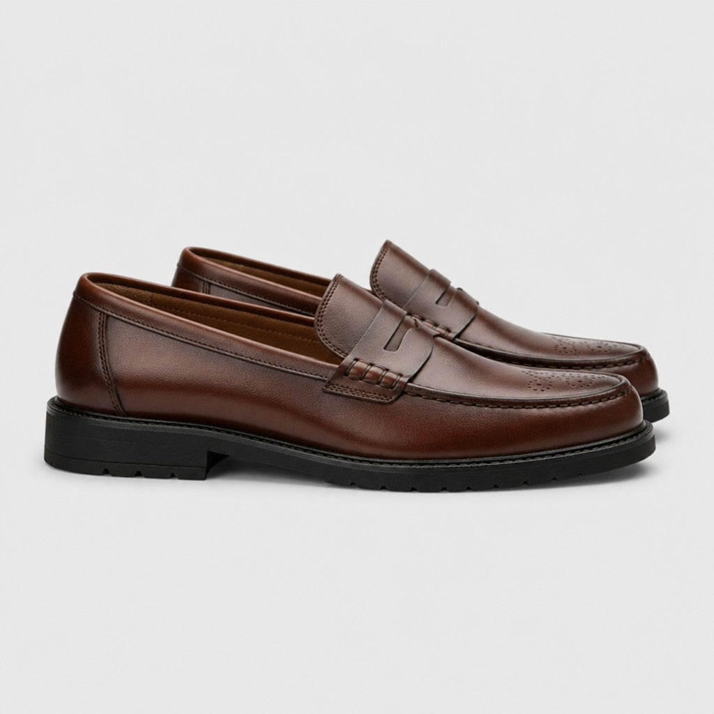 Men’s Patent Leather Slip-On Shoes Brown side view