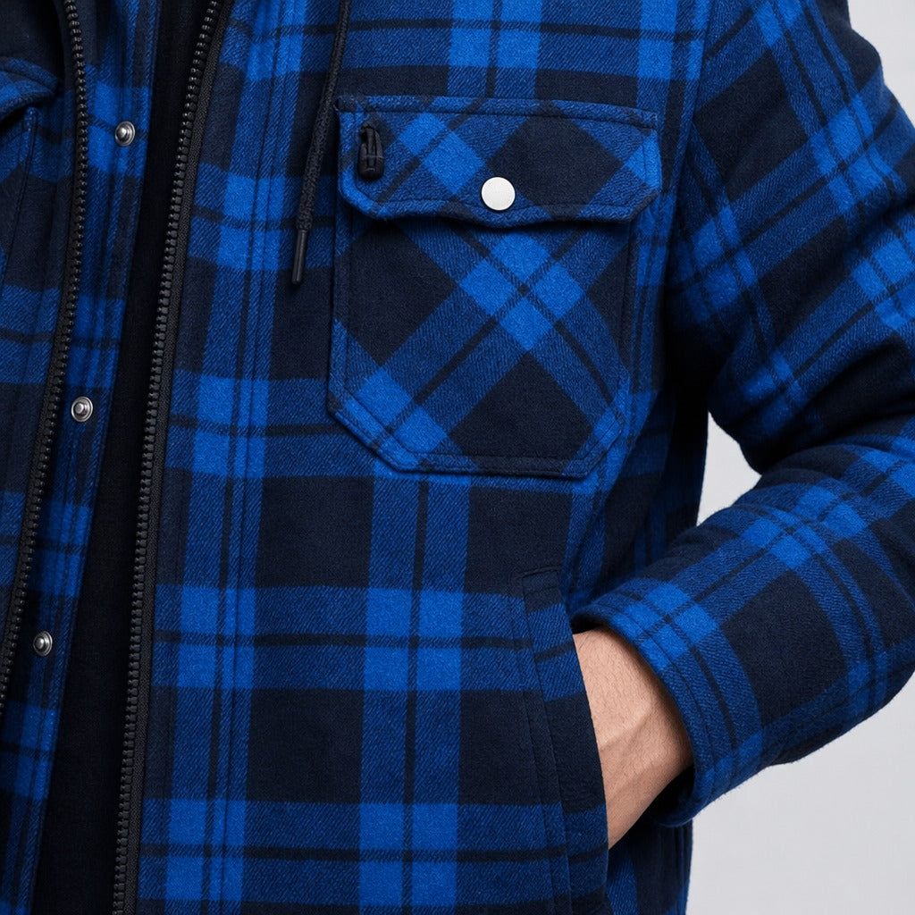 Men’s Plaid Jacket with Detachable Hood detail