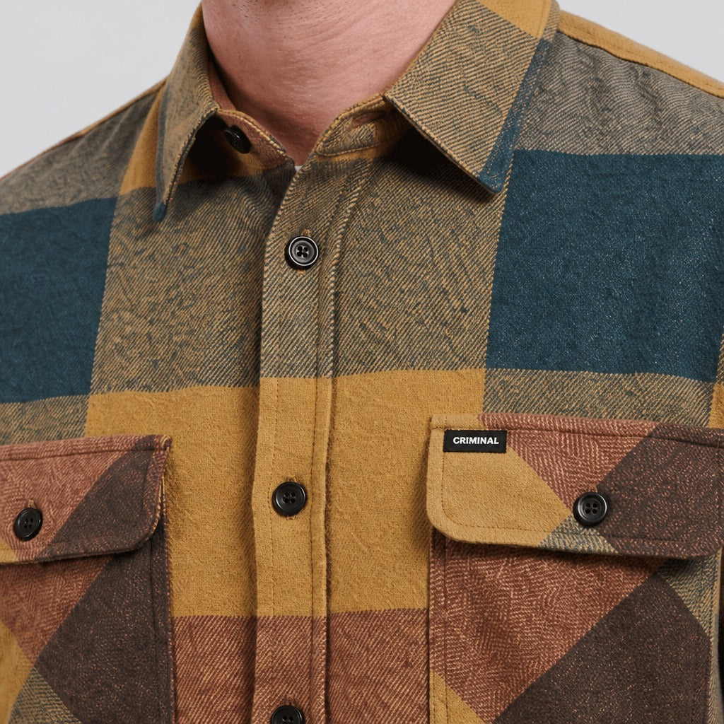 Men’s Plaid Zip-Up Overshirt detail