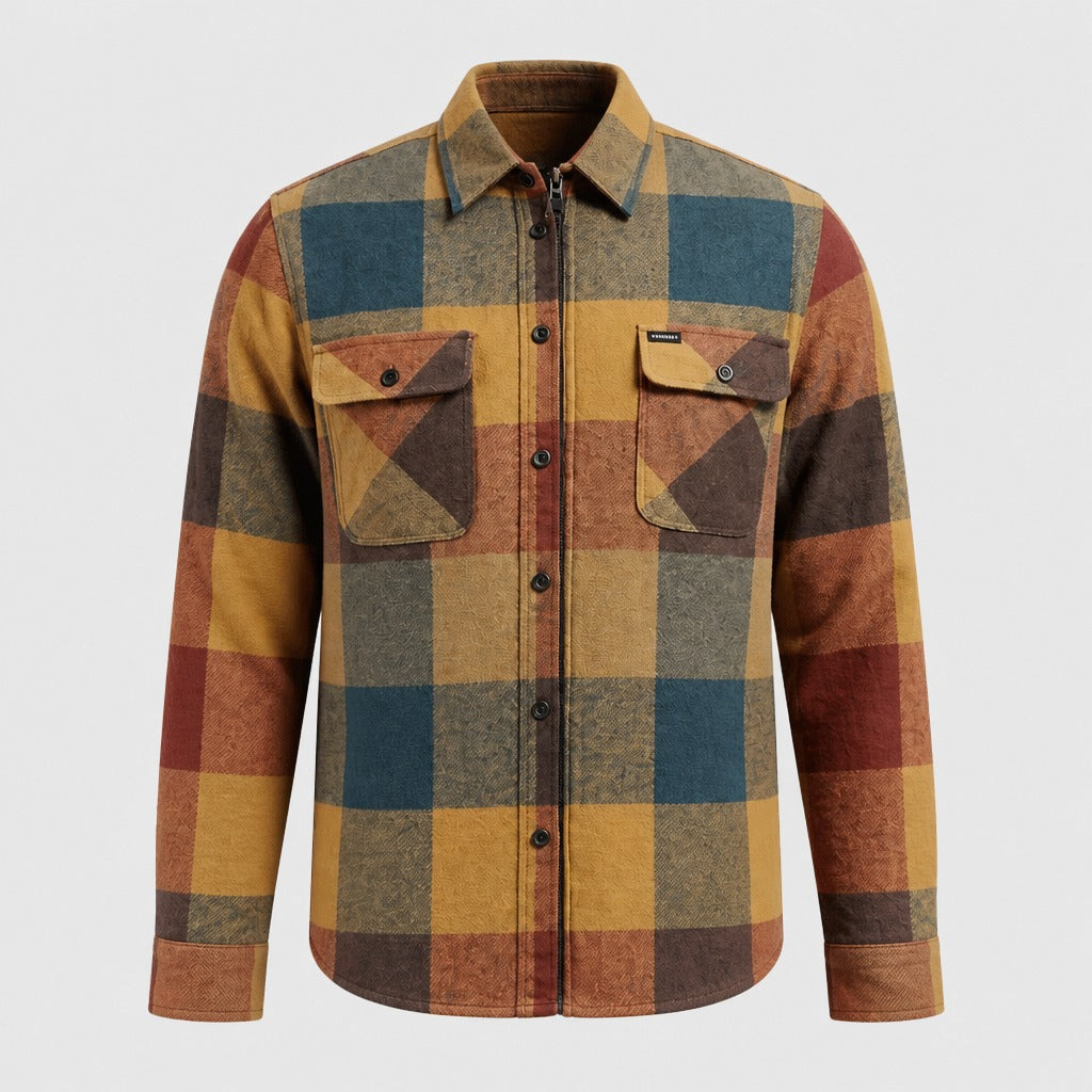 Men’s Plaid Zip-Up Overshirt product front