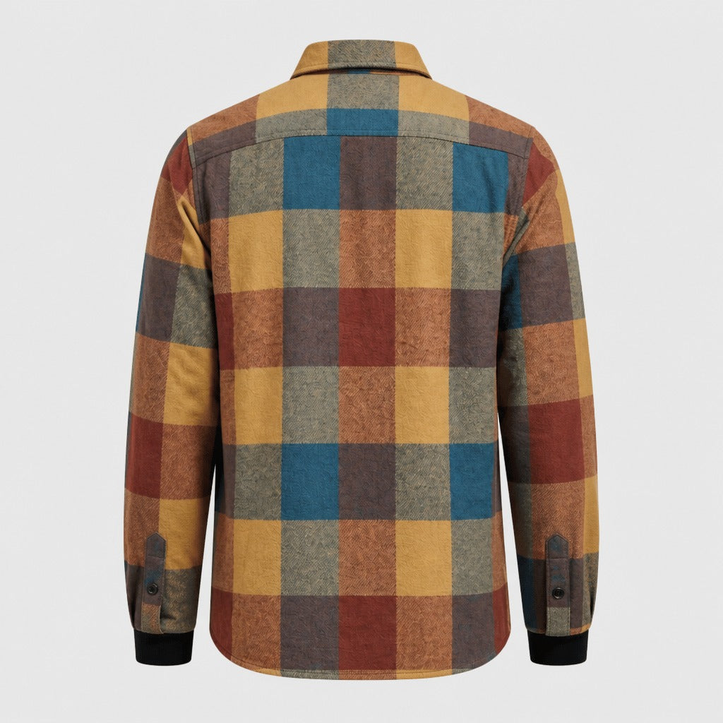 Men’s Plaid Zip-Up Overshirt product back