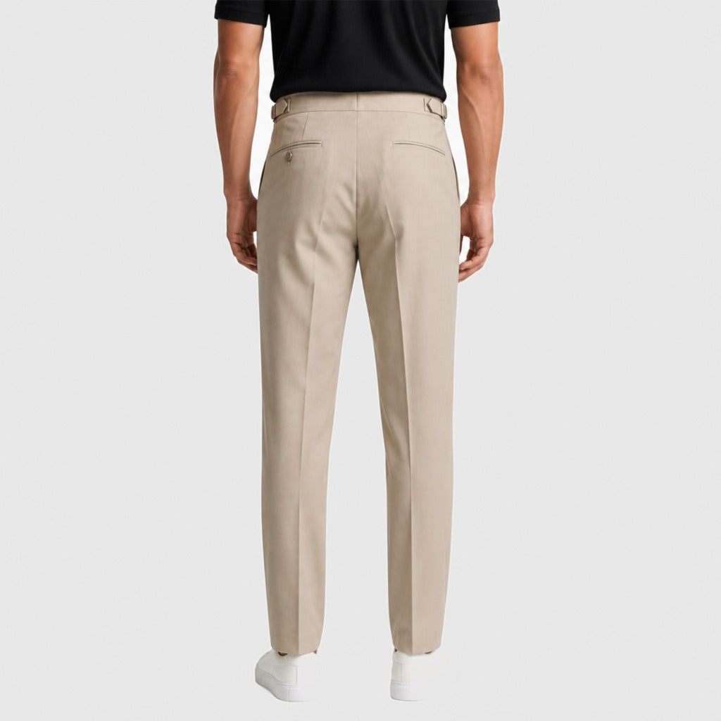 Men’s Pleated Suit Trousers Beige back