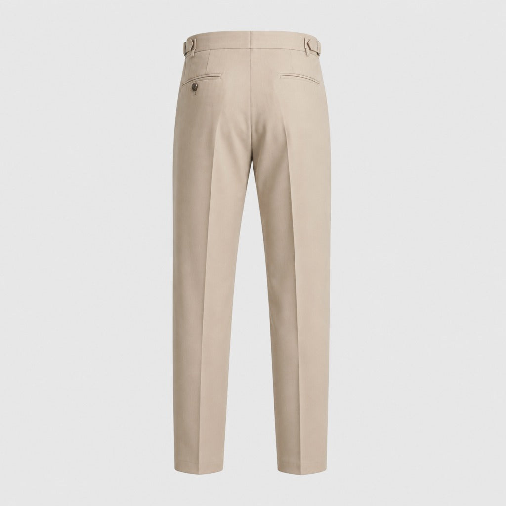 Men’s Pleated Suit Trousers Beige product back