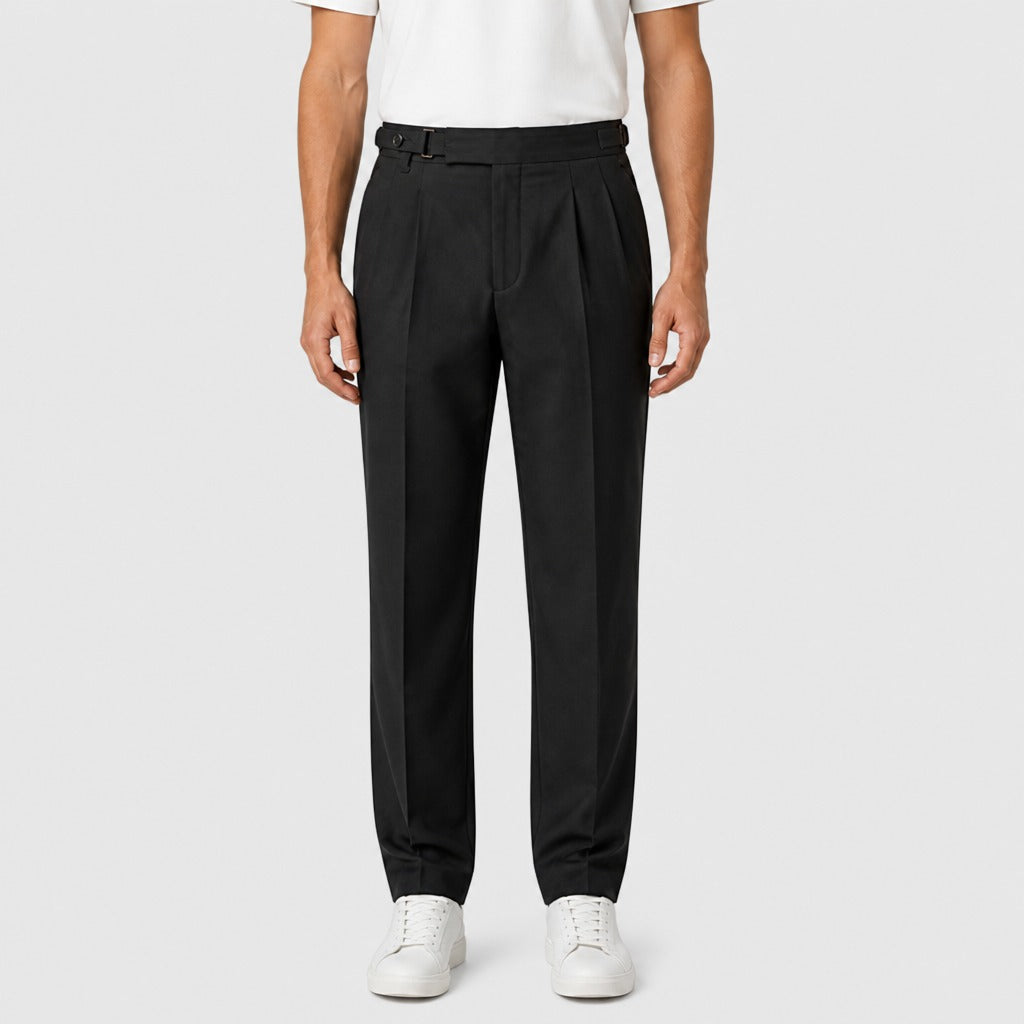 Men’s Pleated Suit Trousers Black