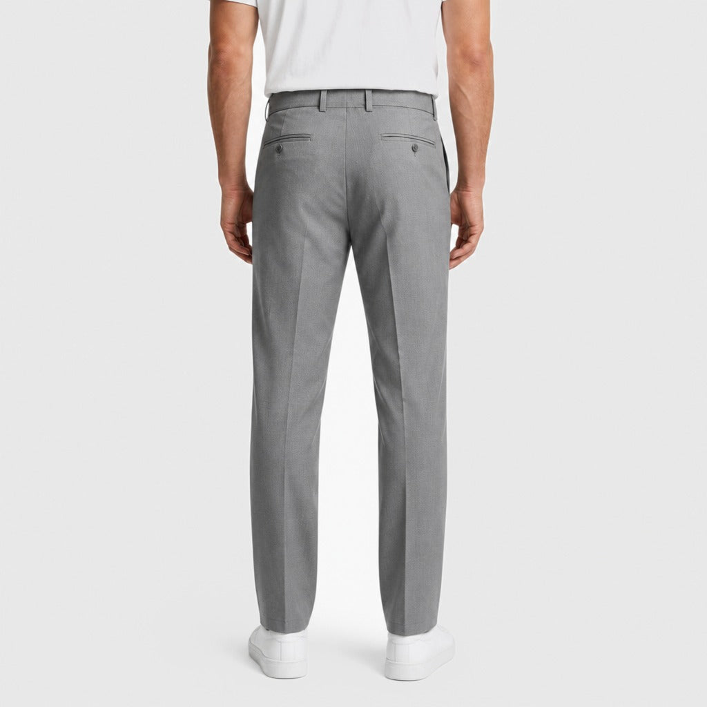 Men’s Pleated Trousers with Zip Pocket Grey back