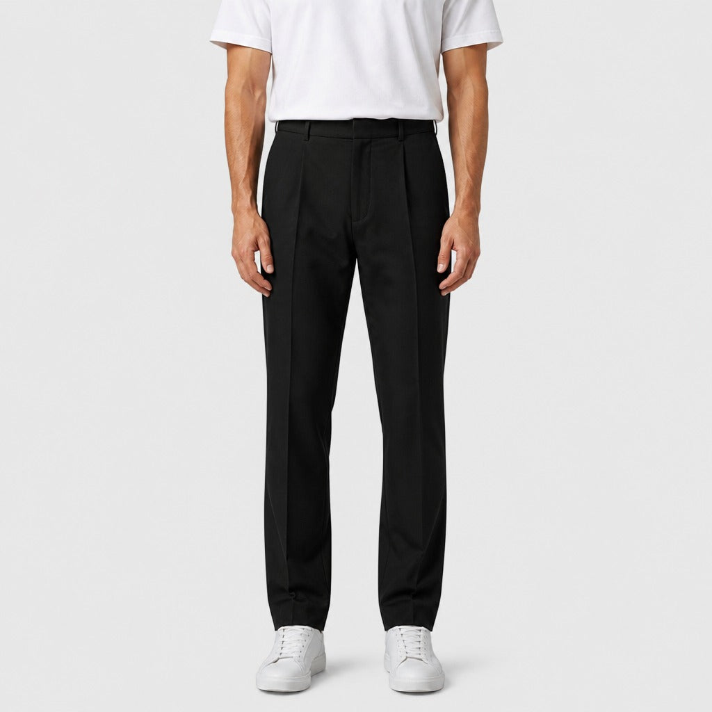 Men’s Pleated Trousers with Zip Pocket Black