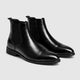 Men’s Pointed Toe Leather Chelsea Boots Ebony Black pair