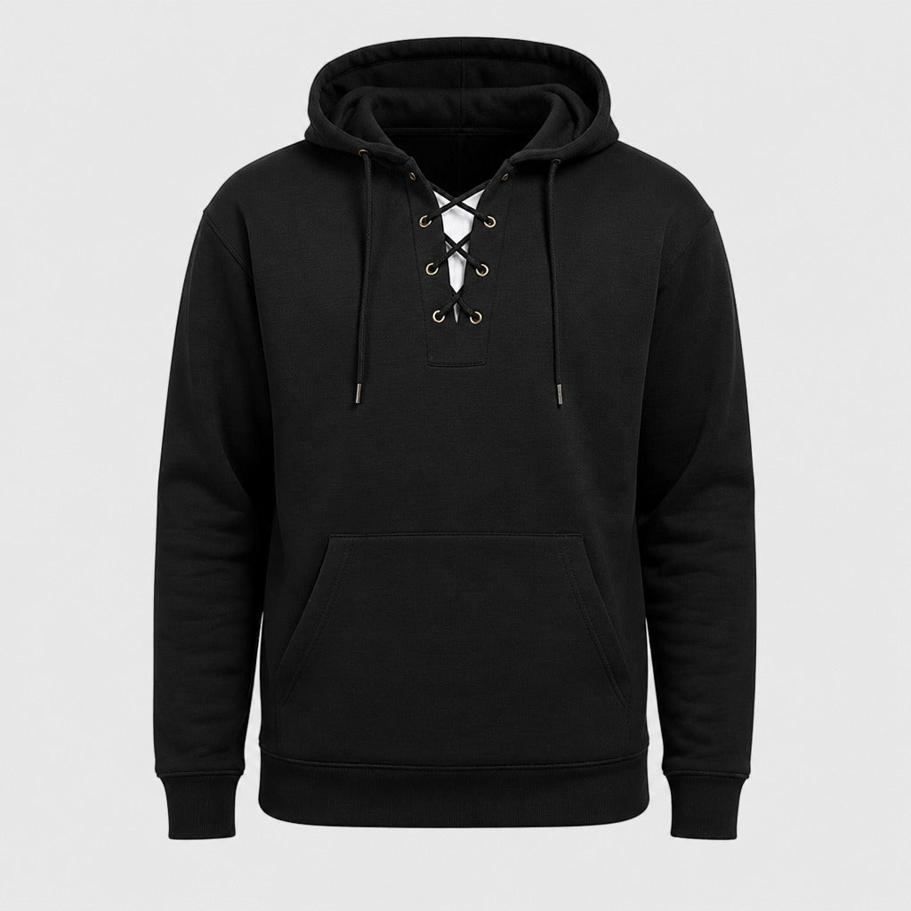 Men’s Polar Fleece Hooded Sweatshirt Black product front