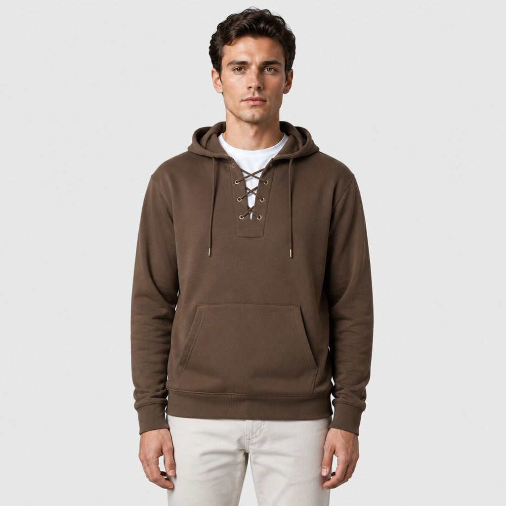 Men’s Polar Fleece Hooded Sweatshirt Brown