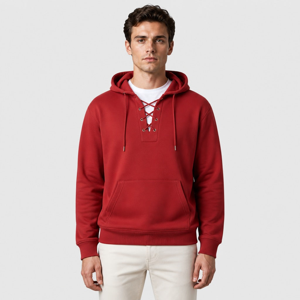 Men’s Polar Fleece Hooded Sweatshirt Red