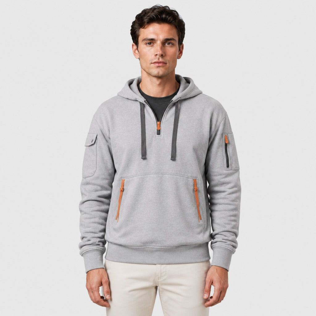 Men’s Polar Fleece Zip-Up Hoodie Grey front