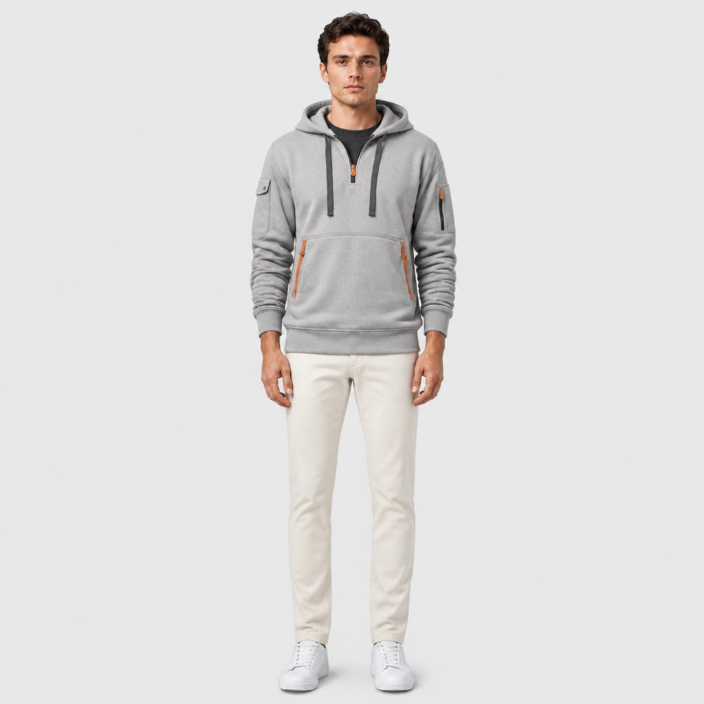 Men’s Polar Fleece Zip-Up Hoodie Grey full length
