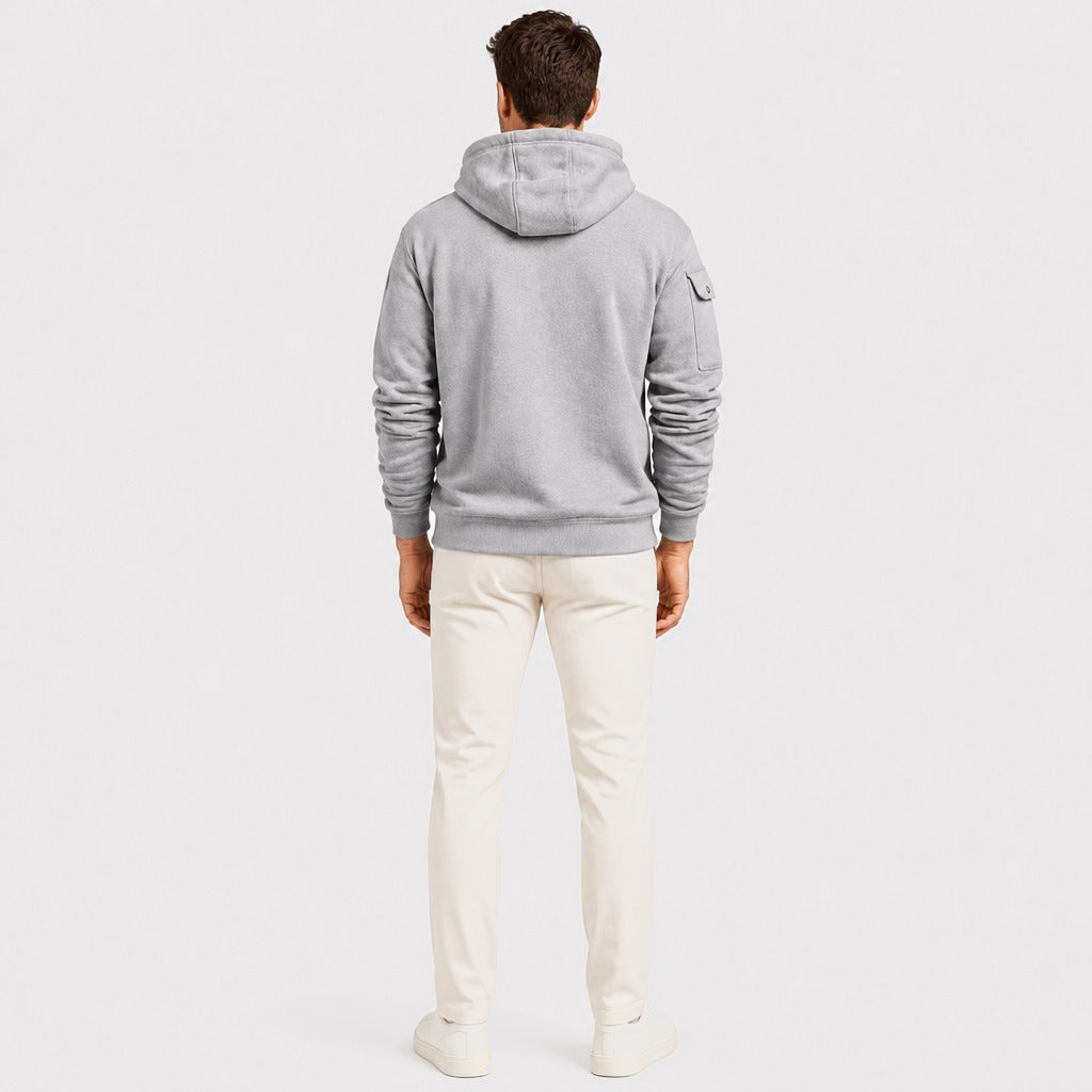 Men’s Polar Fleece Zip-Up Hoodie Grey back