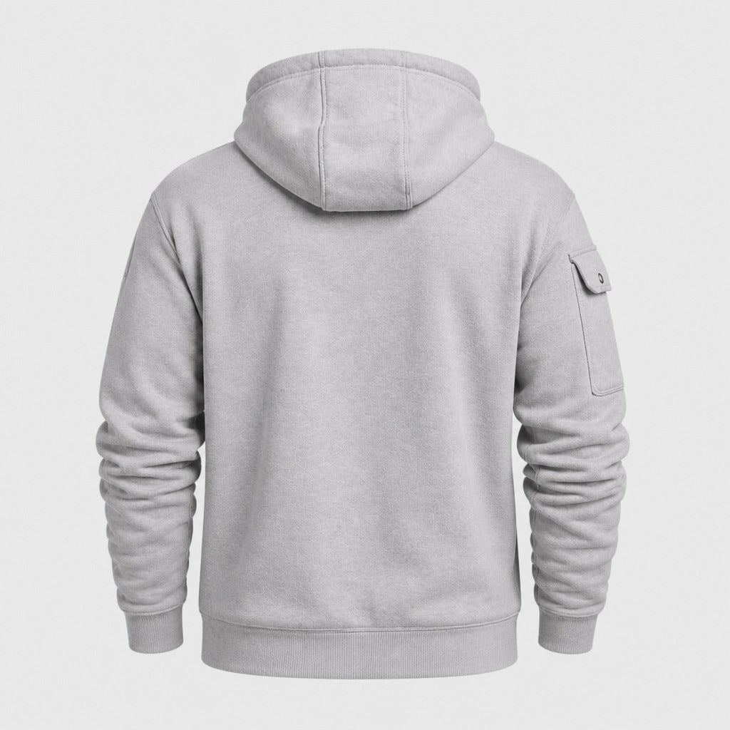 Men’s Polar Fleece Zip-Up Hoodie Grey product back
