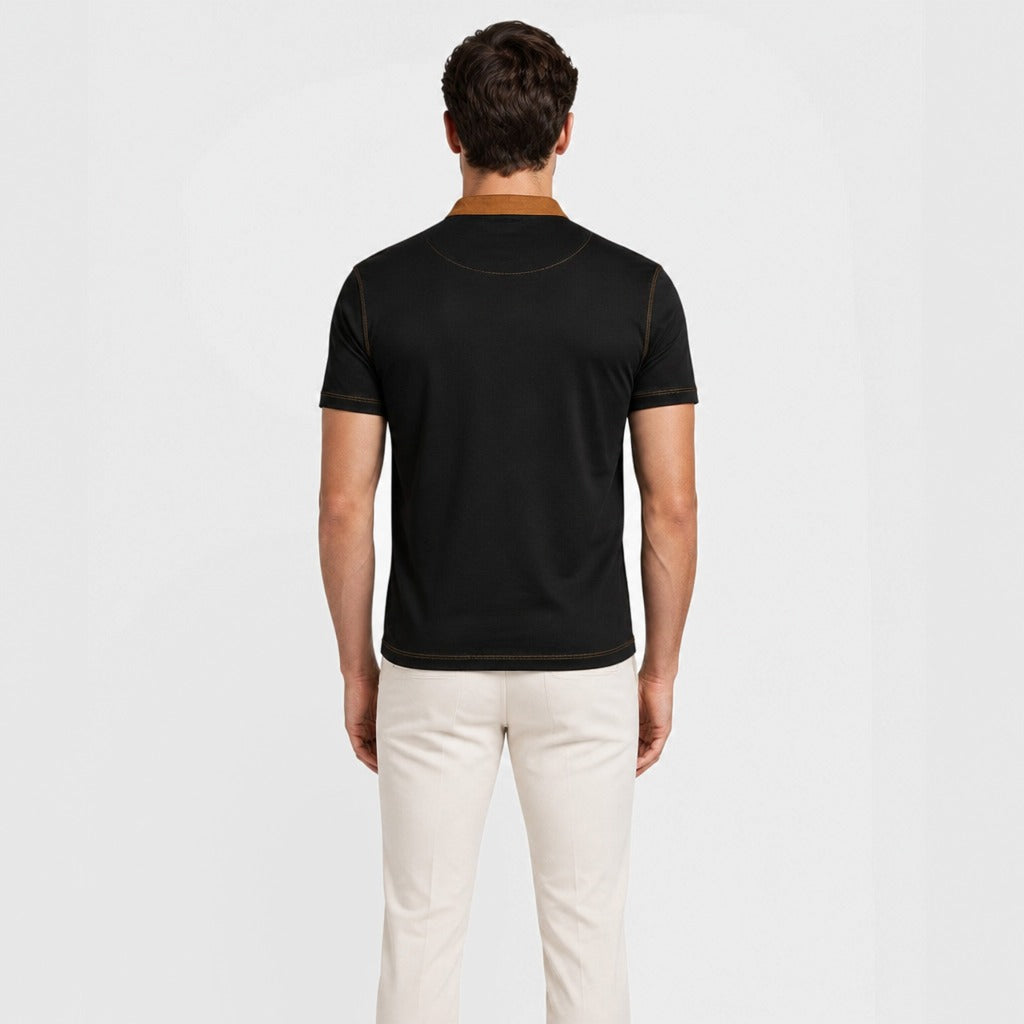 Men’s Preppy Short Sleeve Shirt Black back