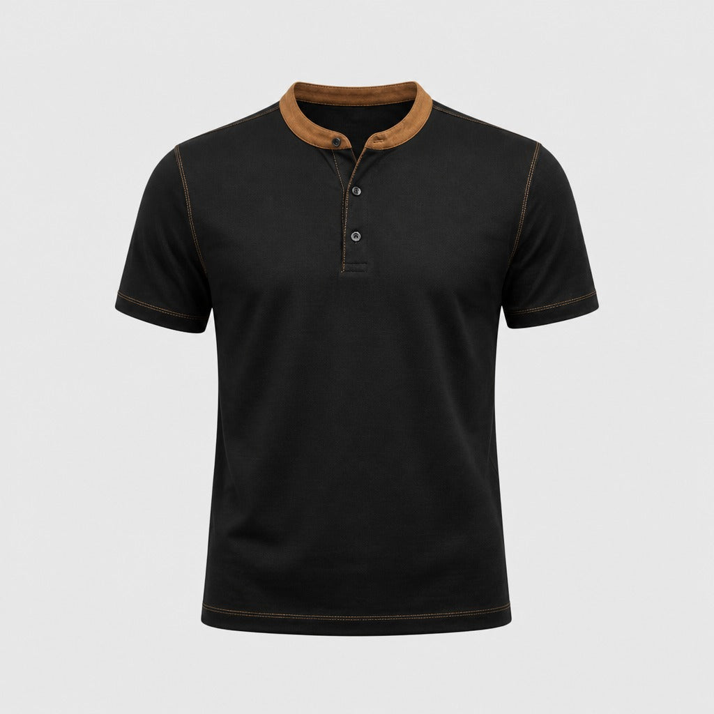 Men’s Preppy Short Sleeve Shirt Black product front
