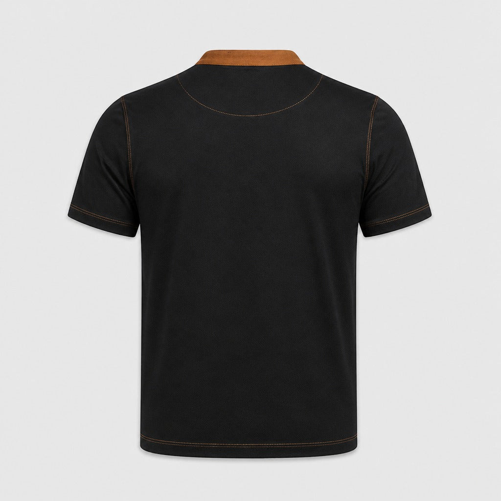 Men’s Preppy Short Sleeve Shirt Black product back