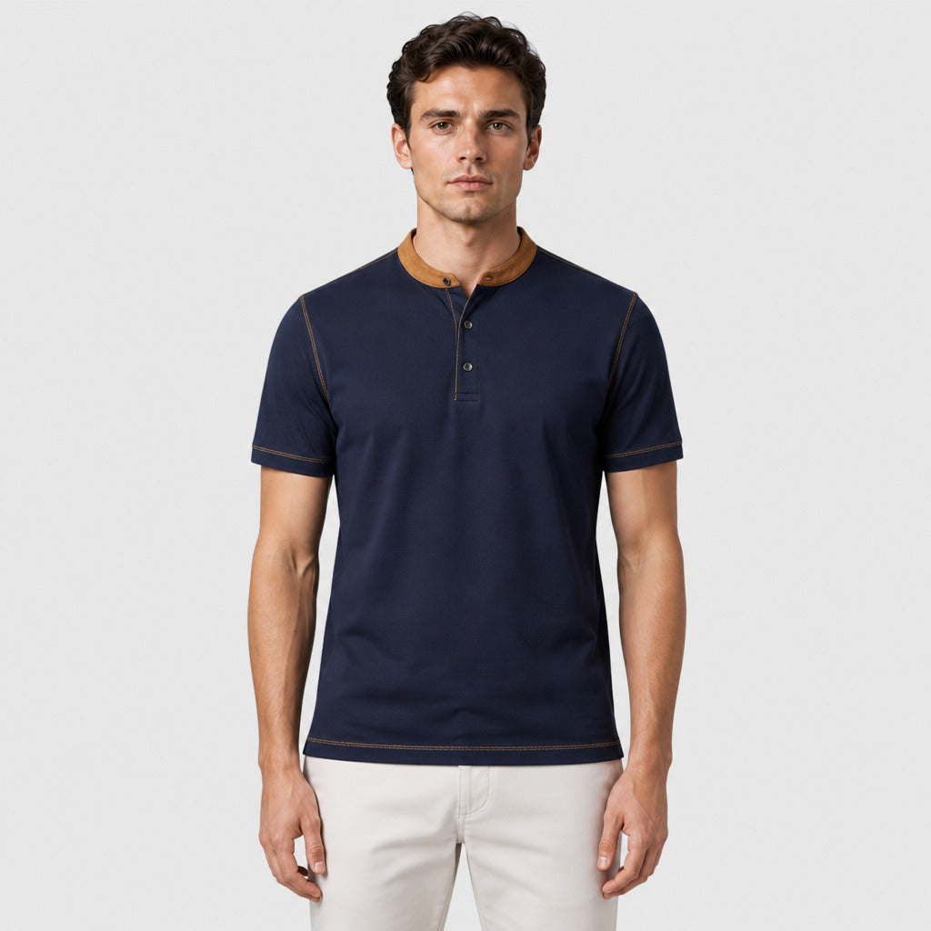 Men’s Preppy Short Sleeve Shirt Navy Blue