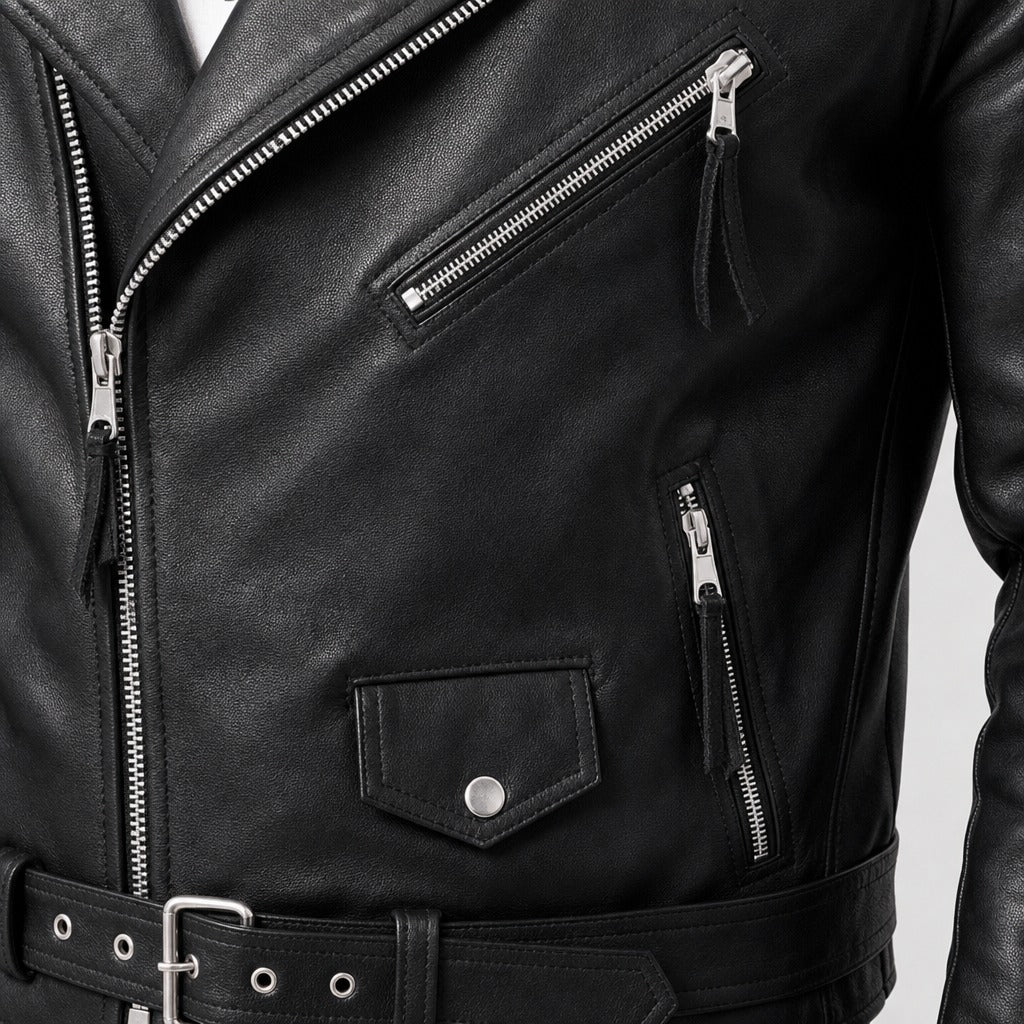 Men’s Punk Faux Leather Biker Jacket detail