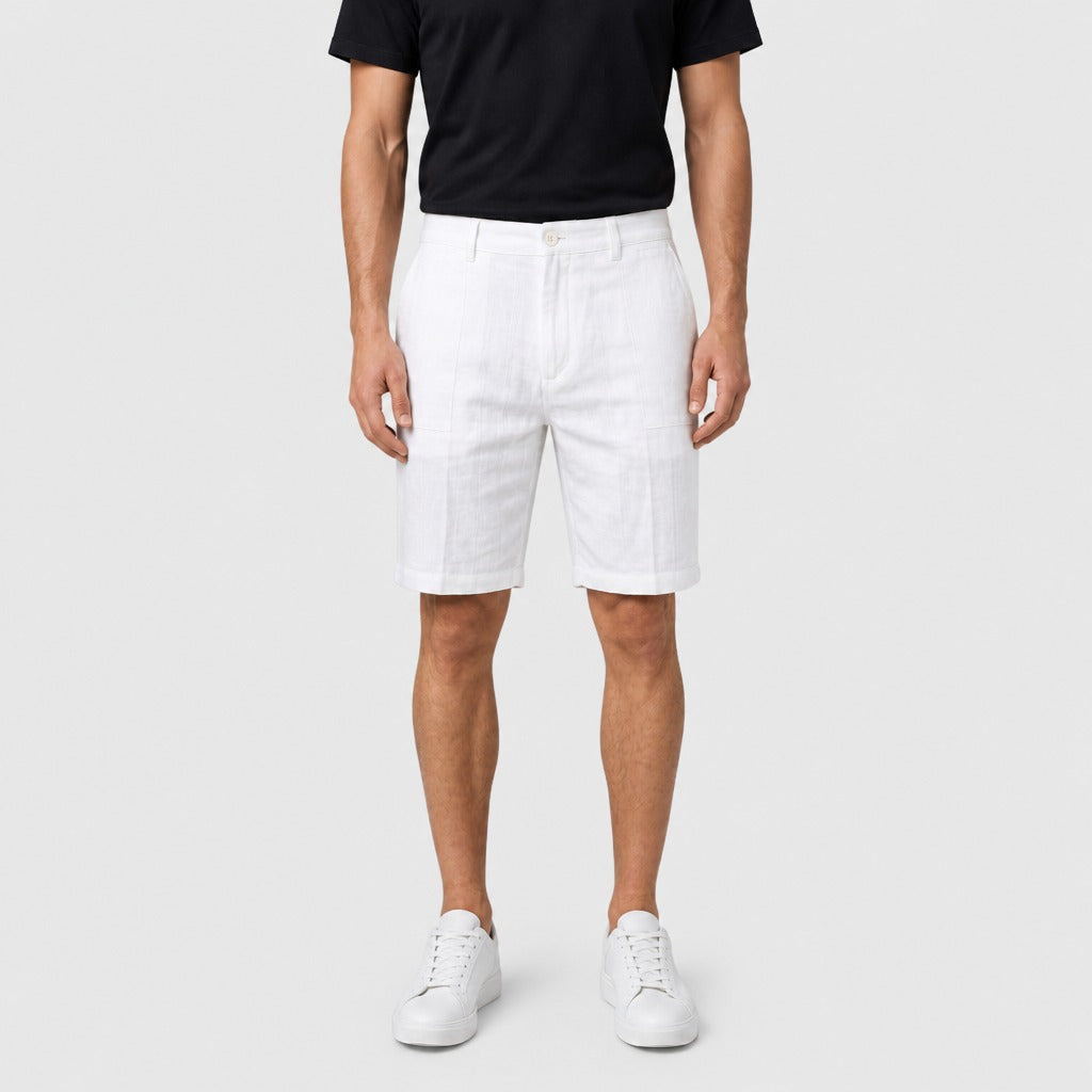 Men’s Pure Linen Relaxed Shorts White front