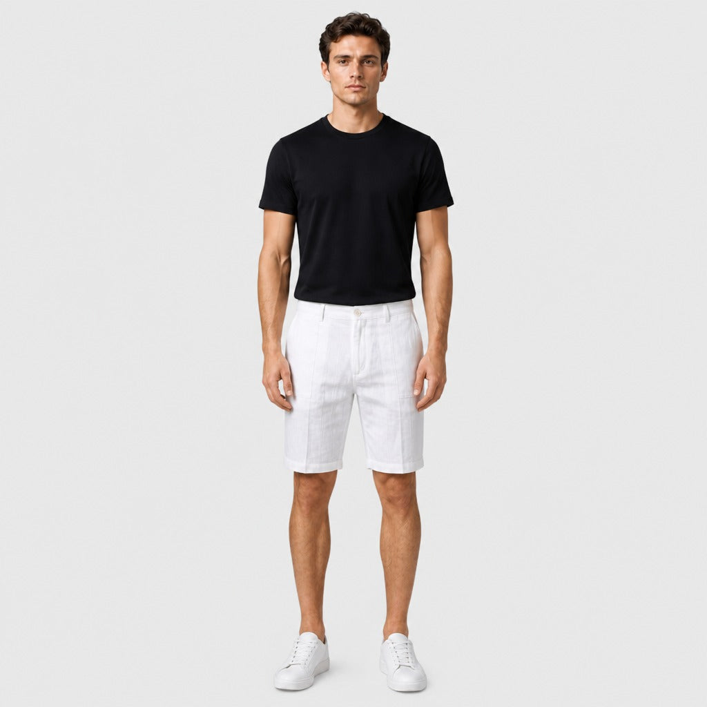 Men’s Pure Linen Relaxed Shorts White full length