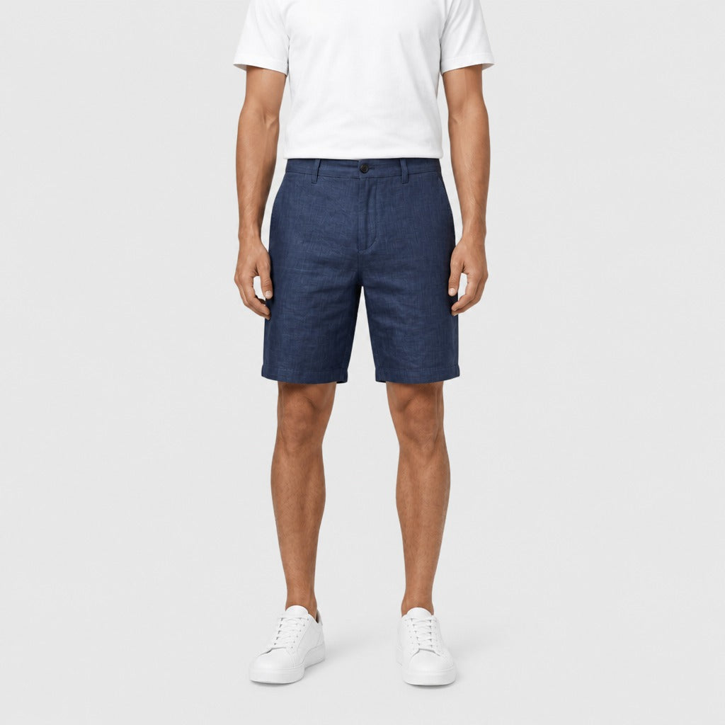 Men’s Pure Linen Relaxed Shorts Dark Blue