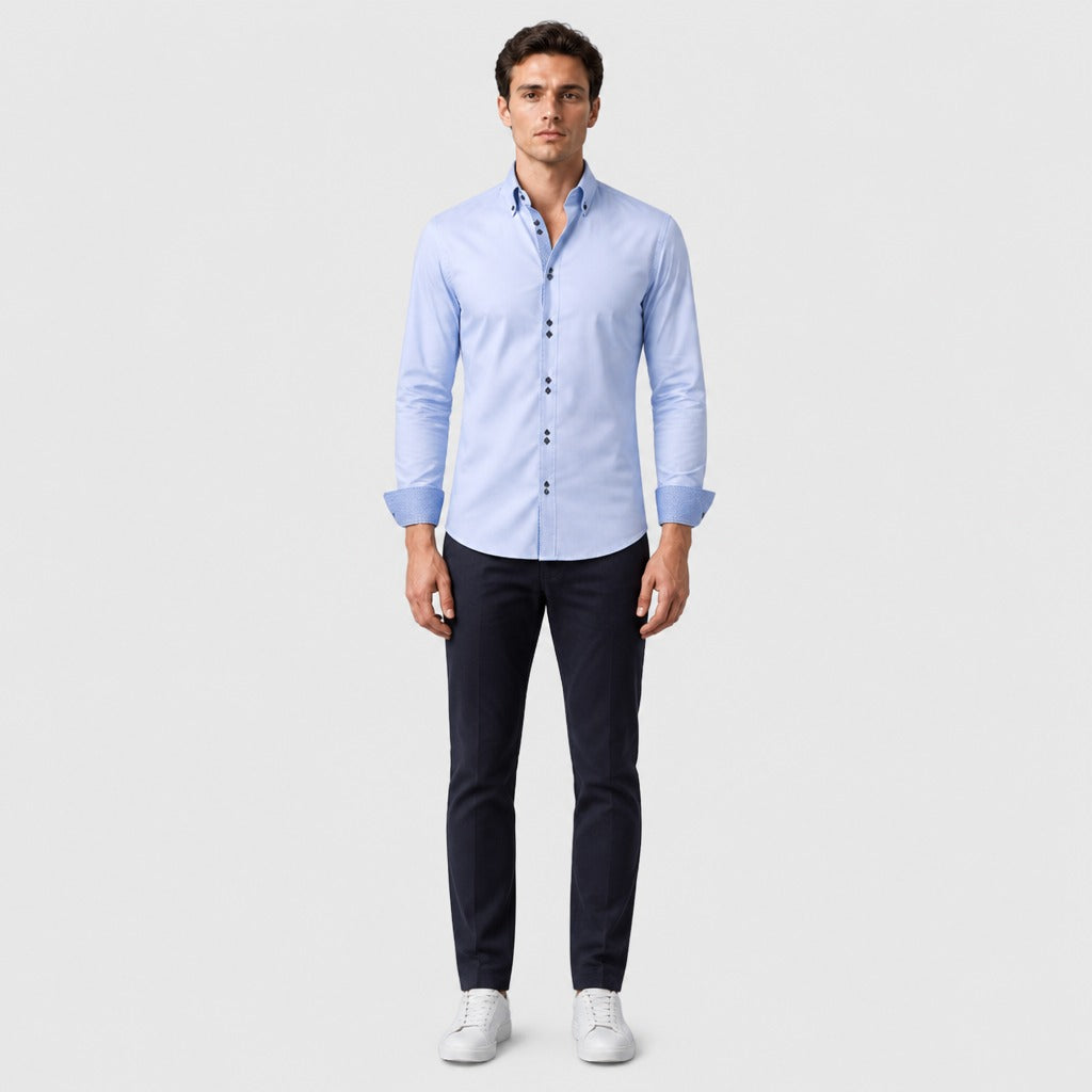 Men’s Regular Fit Business Shirt Light Blue full length