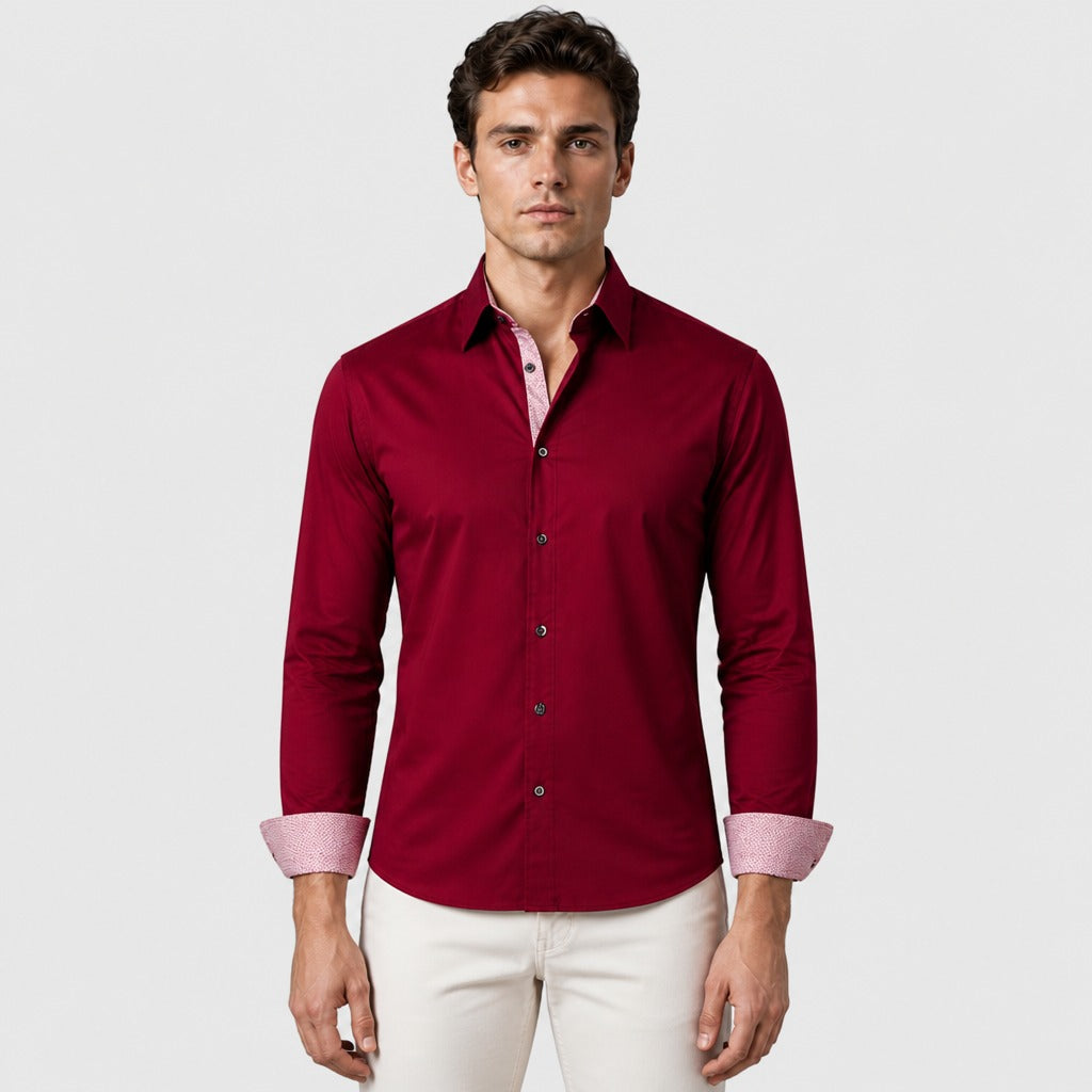 Men’s Regular Fit Business Shirt Burgundy