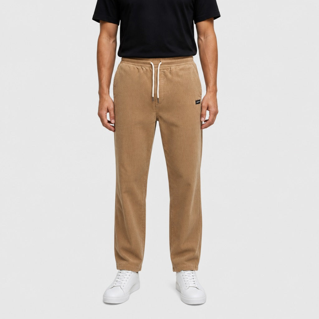 Men’s Regular Fit Corduroy Trousers Khaki front