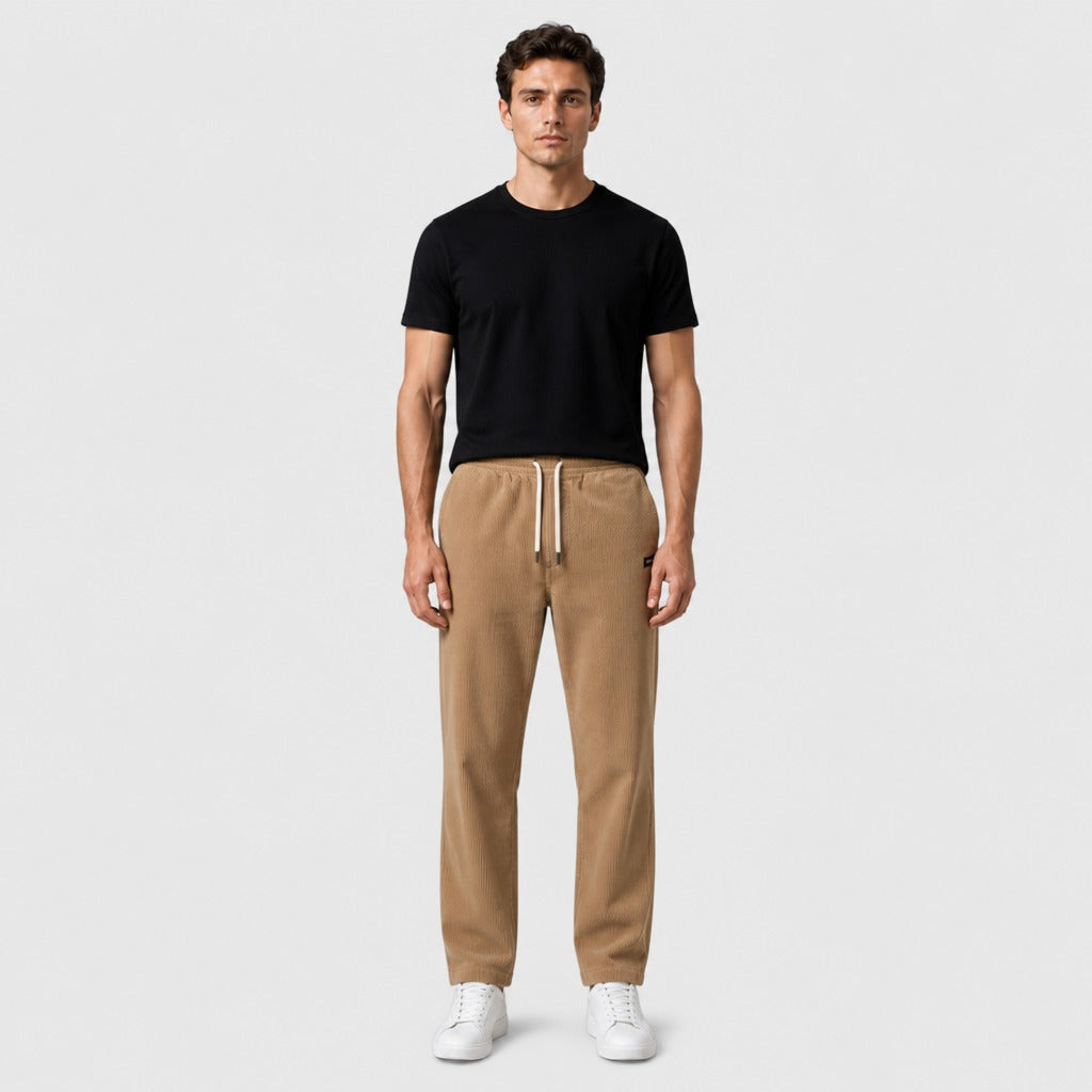 Men’s Regular Fit Corduroy Trousers Khaki full length