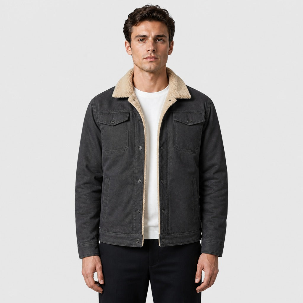 Men’s Regular Fit Cotton Blend Bomber Jacket Grey front