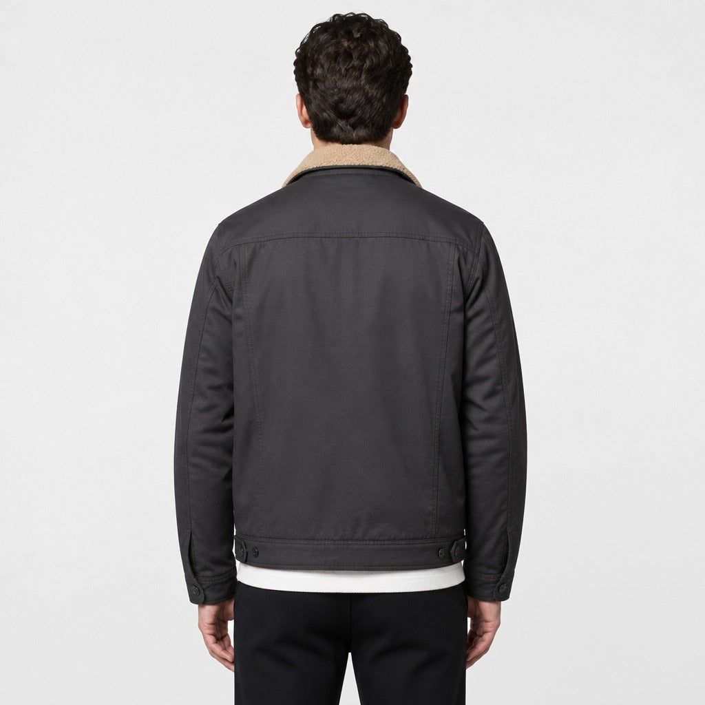 Men’s Regular Fit Cotton Blend Bomber Jacket Grey back