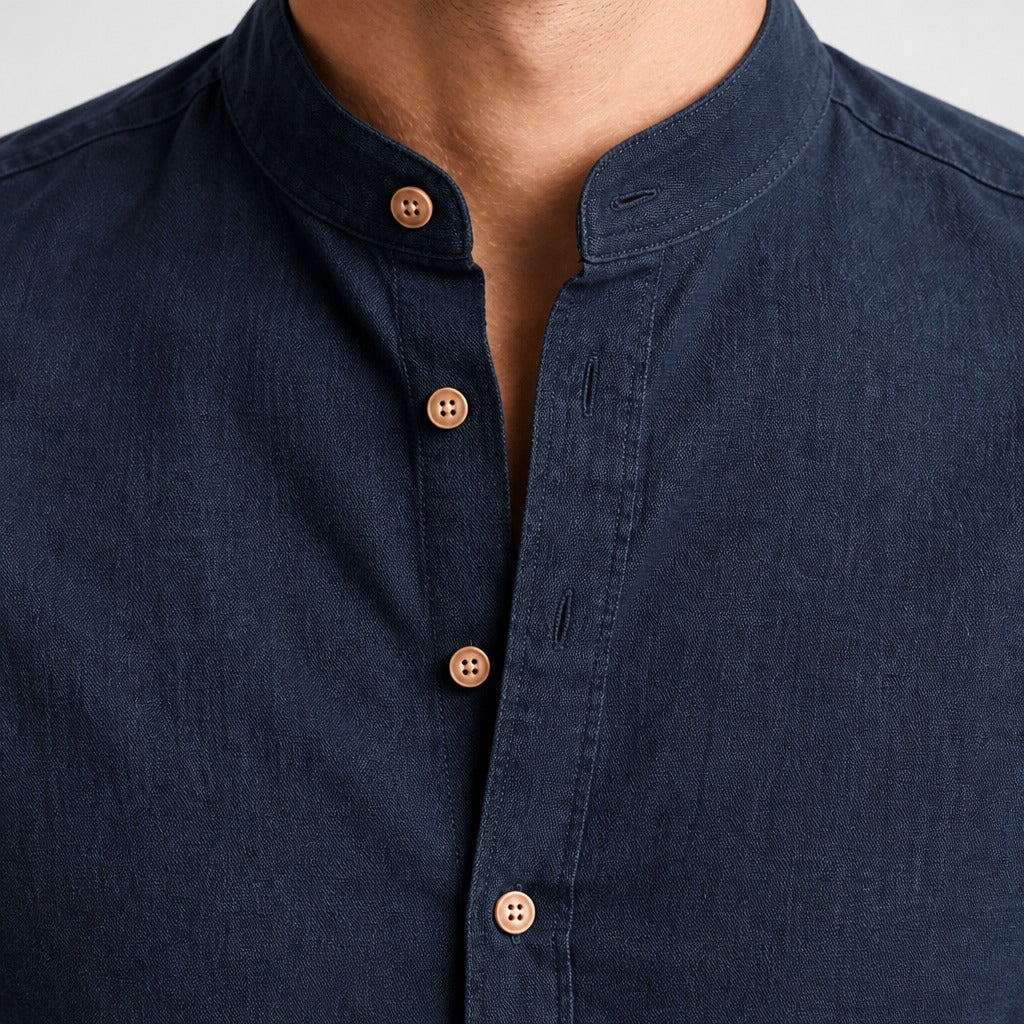 Men’s Regular Fit Cotton Linen Button-Down Shirt detail