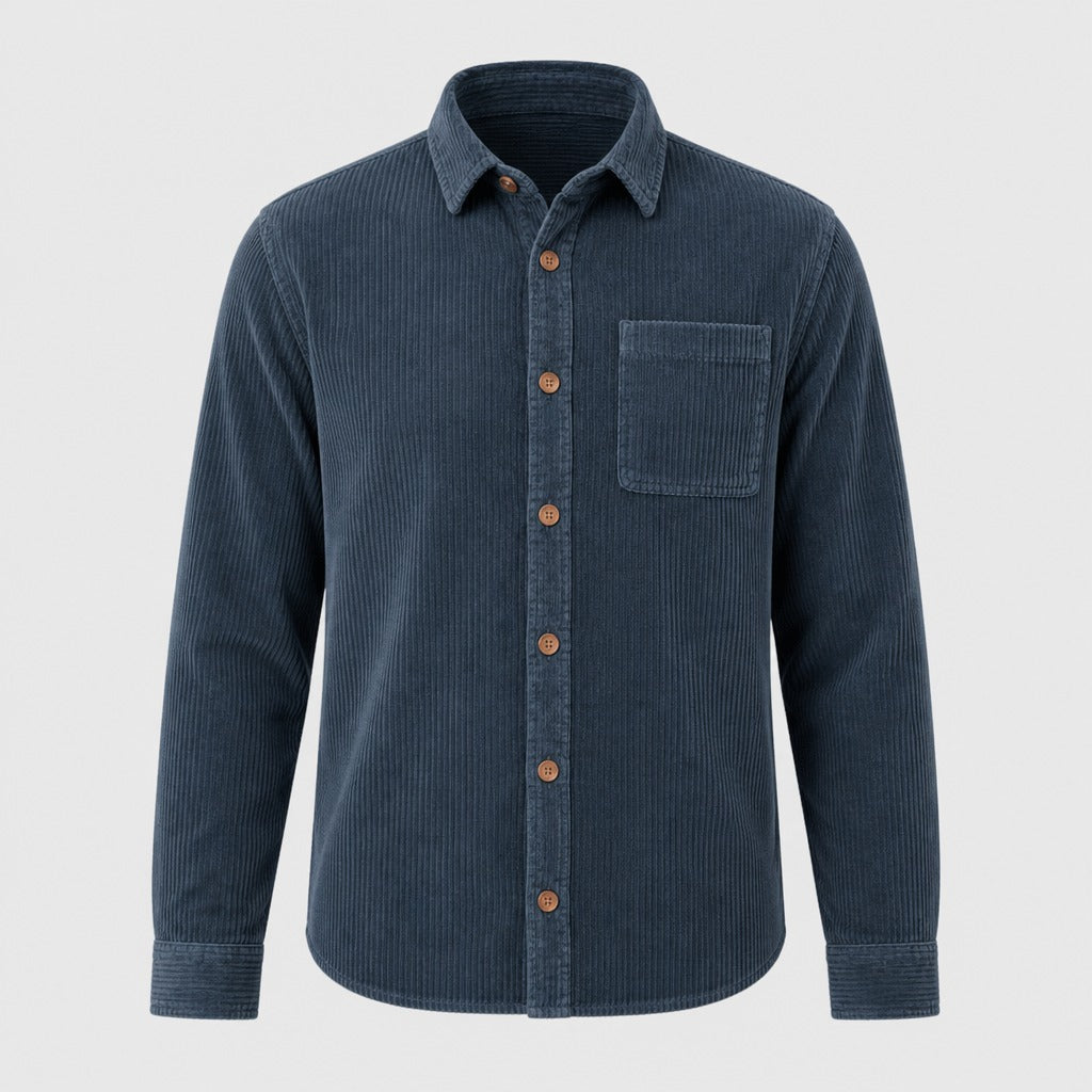 Men’s Regular Fit Cotton Shirt with Spread Collar Navy Blue product front