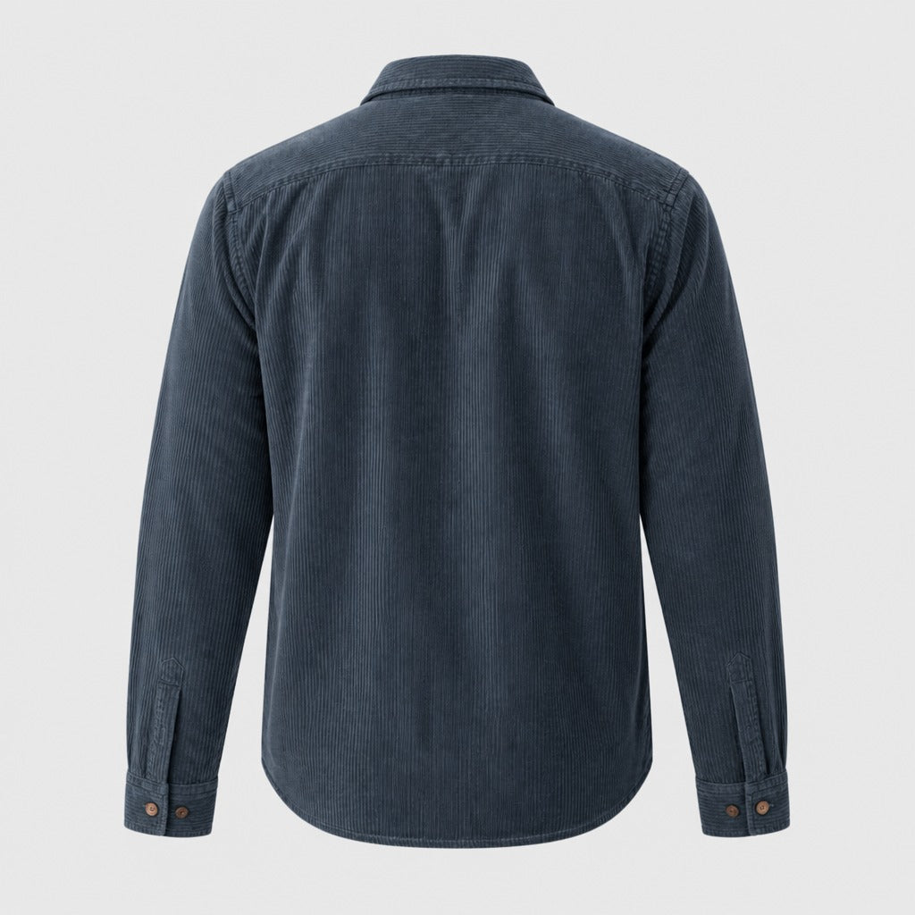 Men’s Regular Fit Cotton Shirt with Spread Collar Navy Blue product back