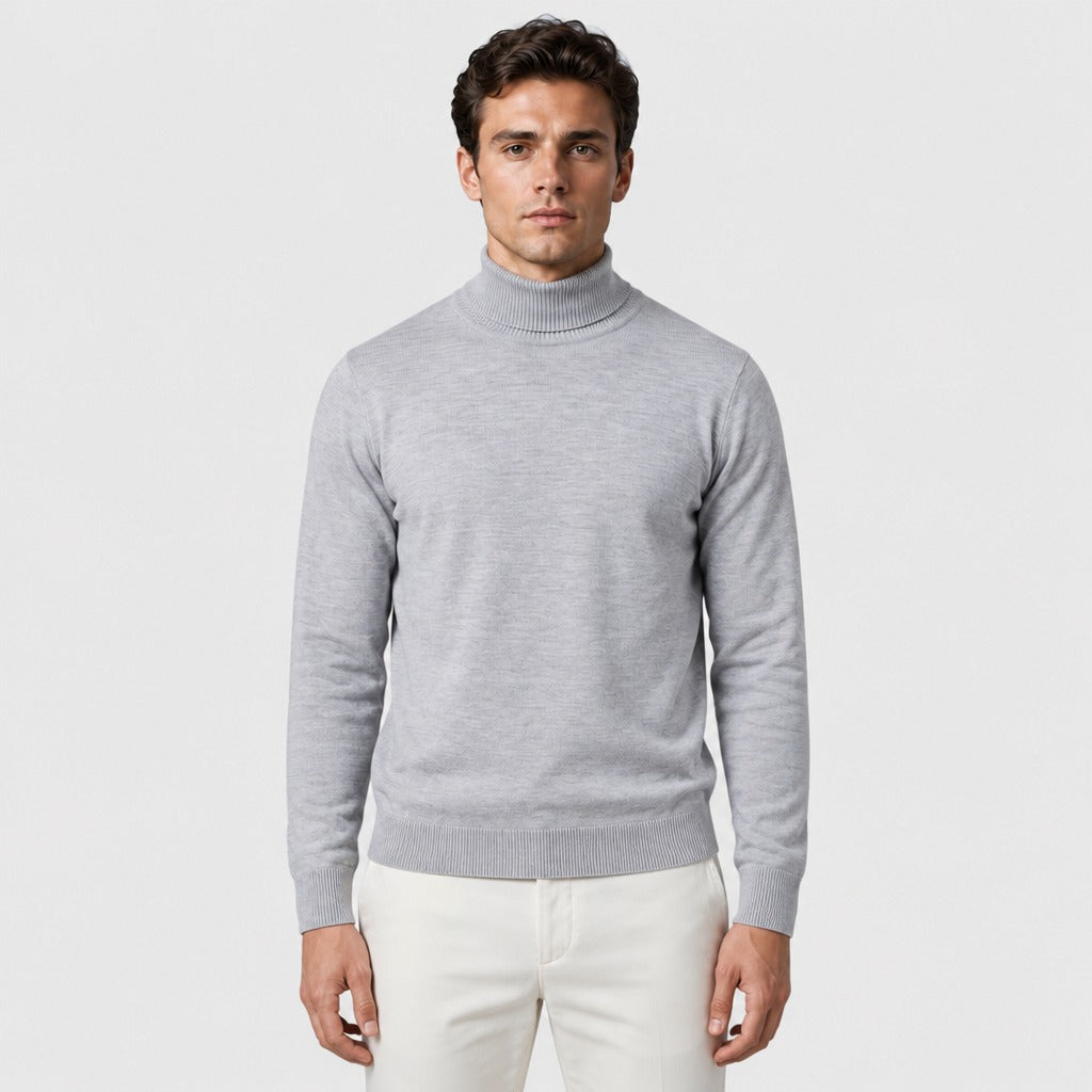 Men’s Regular Fit Knitted Roll Neck Jumper Grey