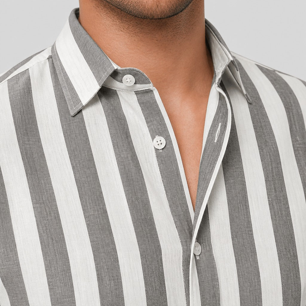 Men’s Regular Fit Linen Button-Down Shirt detail