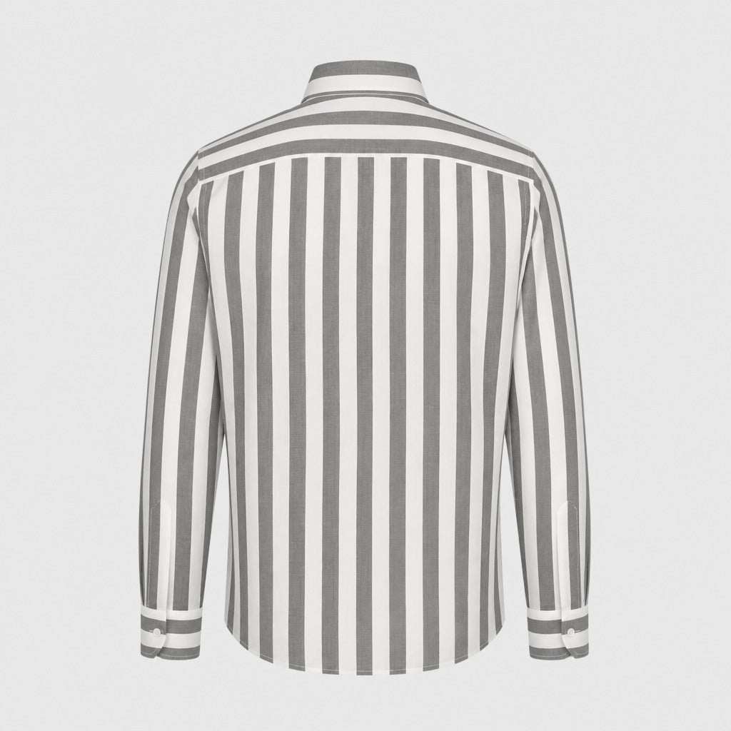 Men’s Regular Fit Linen Button-Down Shirt Grey product back