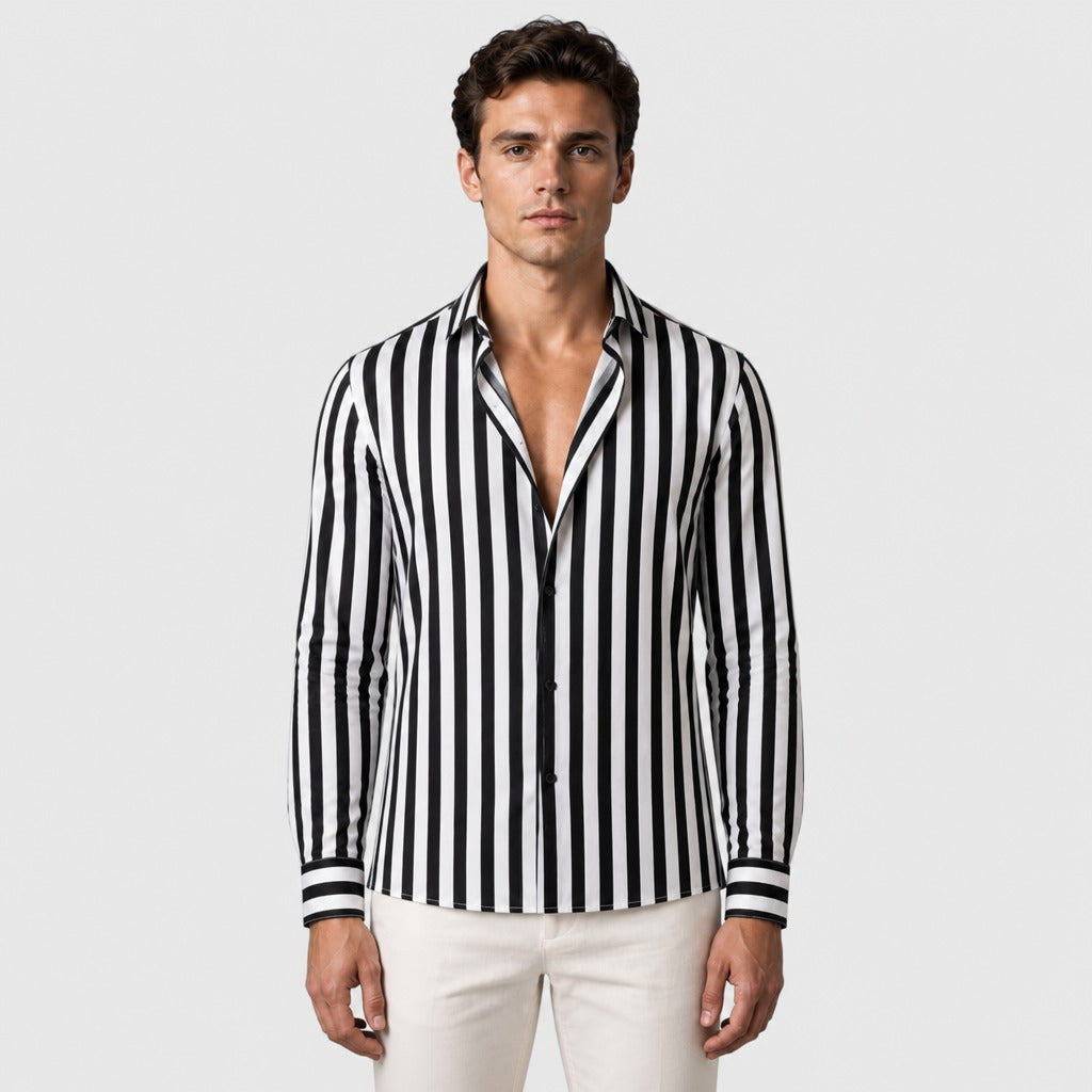 Men’s Regular Fit Linen Button-Down Shirt Black