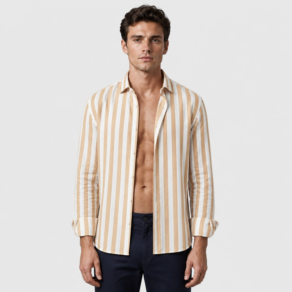 Men’s Regular Fit Linen Button-Down Shirt Yellow