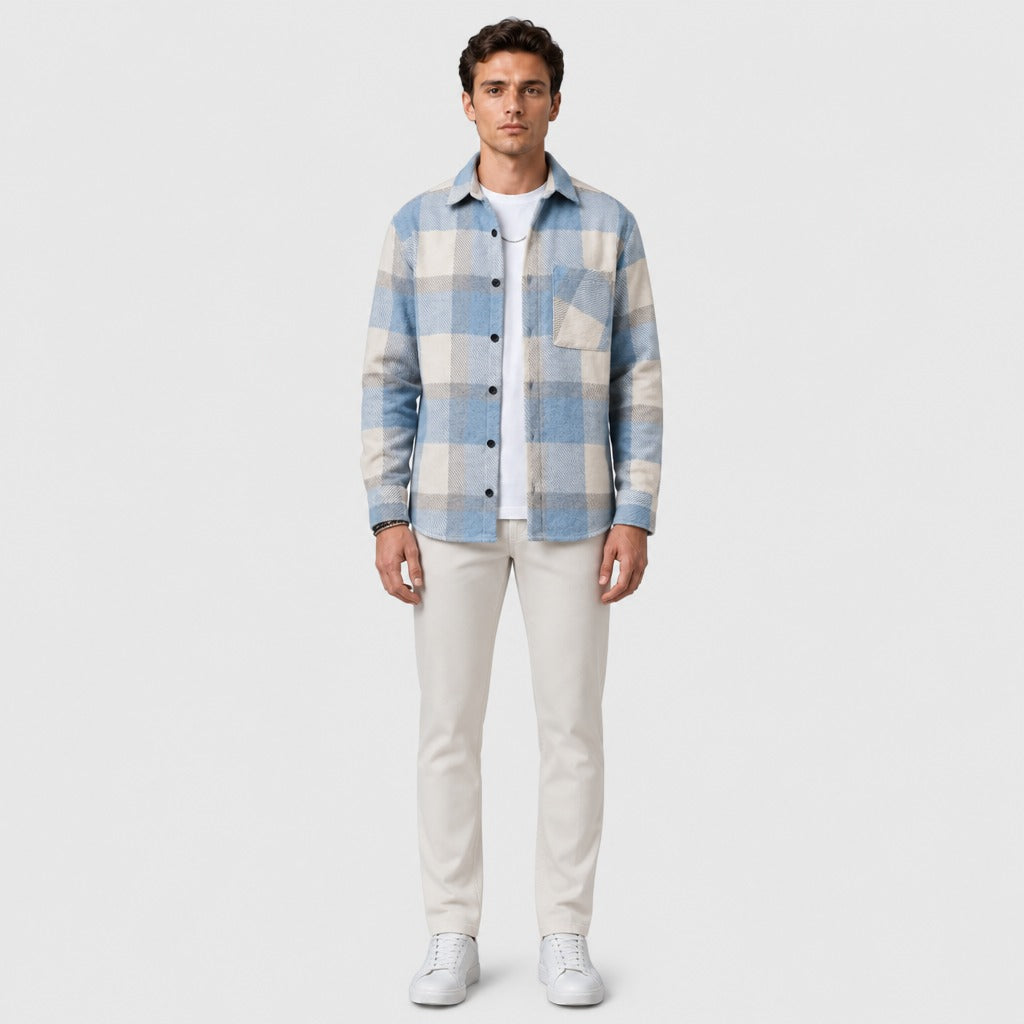 Men’s Regular Fit Plaid Button Shirt full length
