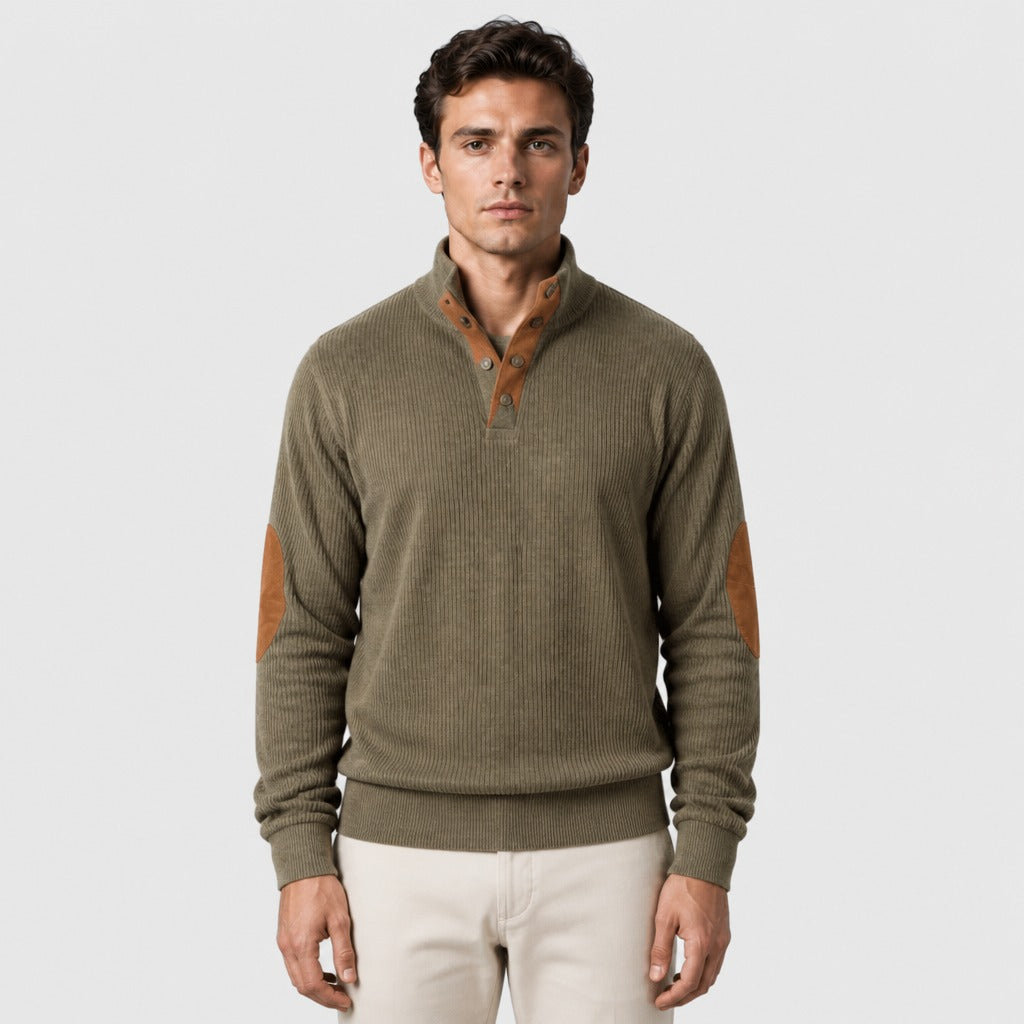 Men’s Regular Fit Polo Neck Jumper Green front