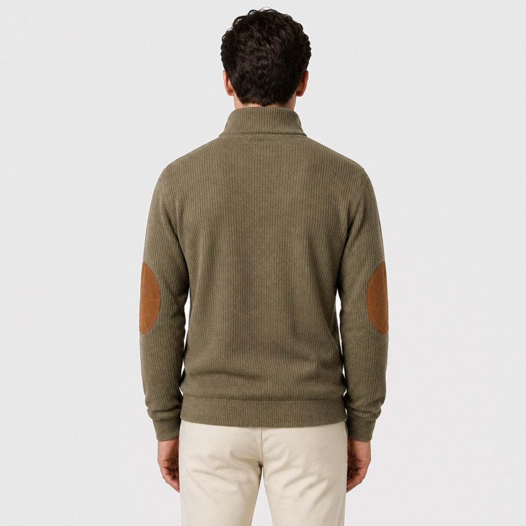 Men’s Regular Fit Polo Neck Jumper Green back