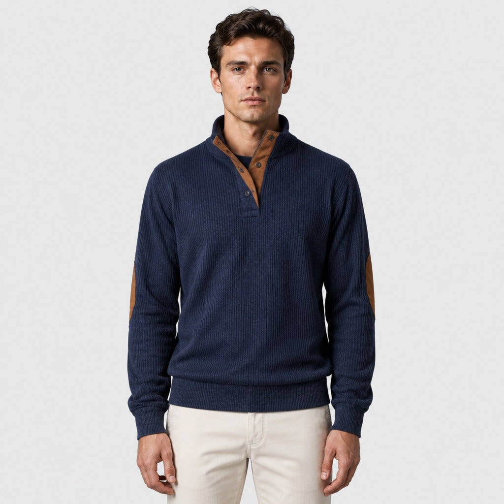 Men’s Regular Fit Polo Neck Jumper Navy Blue