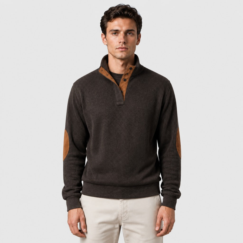 Men’s Regular Fit Polo Neck Jumper Brown
