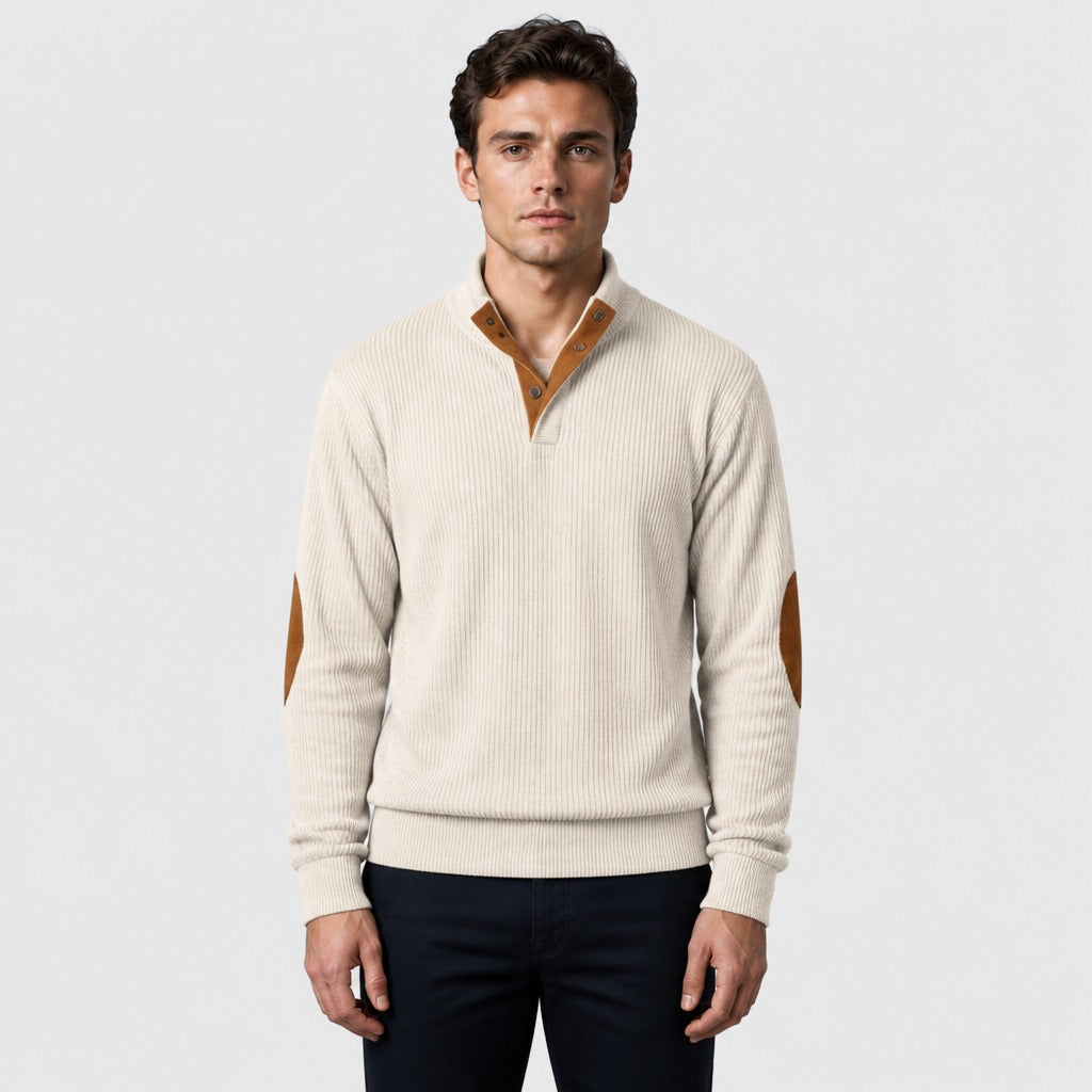 Men’s Regular Fit Polo Neck Jumper Beige