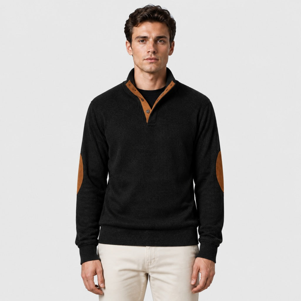 Men’s Regular Fit Polo Neck Jumper Black