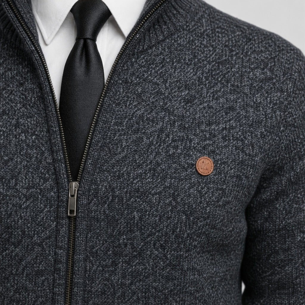 Men’s Regular Fit Roll Neck Zip Cardigan detail