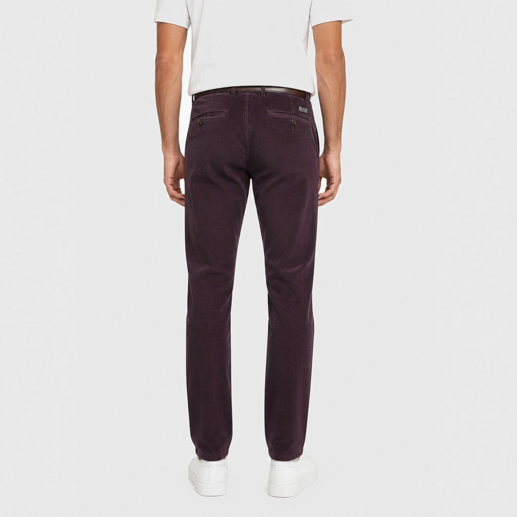 Men’s Regular Fit Straight Trousers with Zip Fly Burgundy back